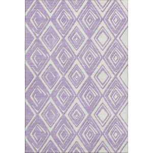 HomeRoots 5' X 8' Lavender & Ivory Geometric Area Rug - Washable, UV Protected, Soft, Durable for Modern Homes 668411