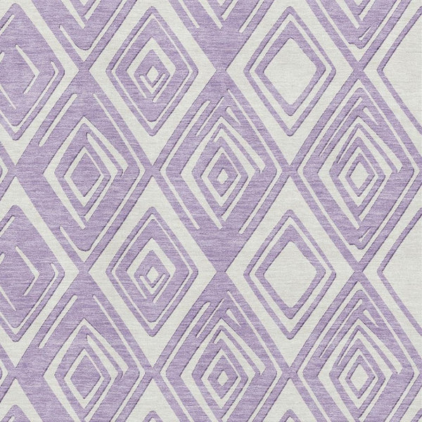 HomeRoots 5' X 8' Lavender & Ivory Geometric Area Rug - Washable, UV Protected, Soft, Durable for Modern Homes 668411