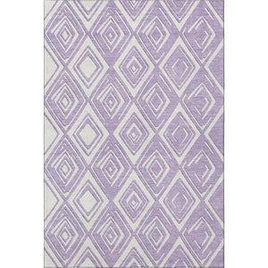 HomeRoots 5' X 8' Lavender & Ivory Geometric Area Rug - Washable, UV Protected, Soft, Durable for Modern Homes 668411