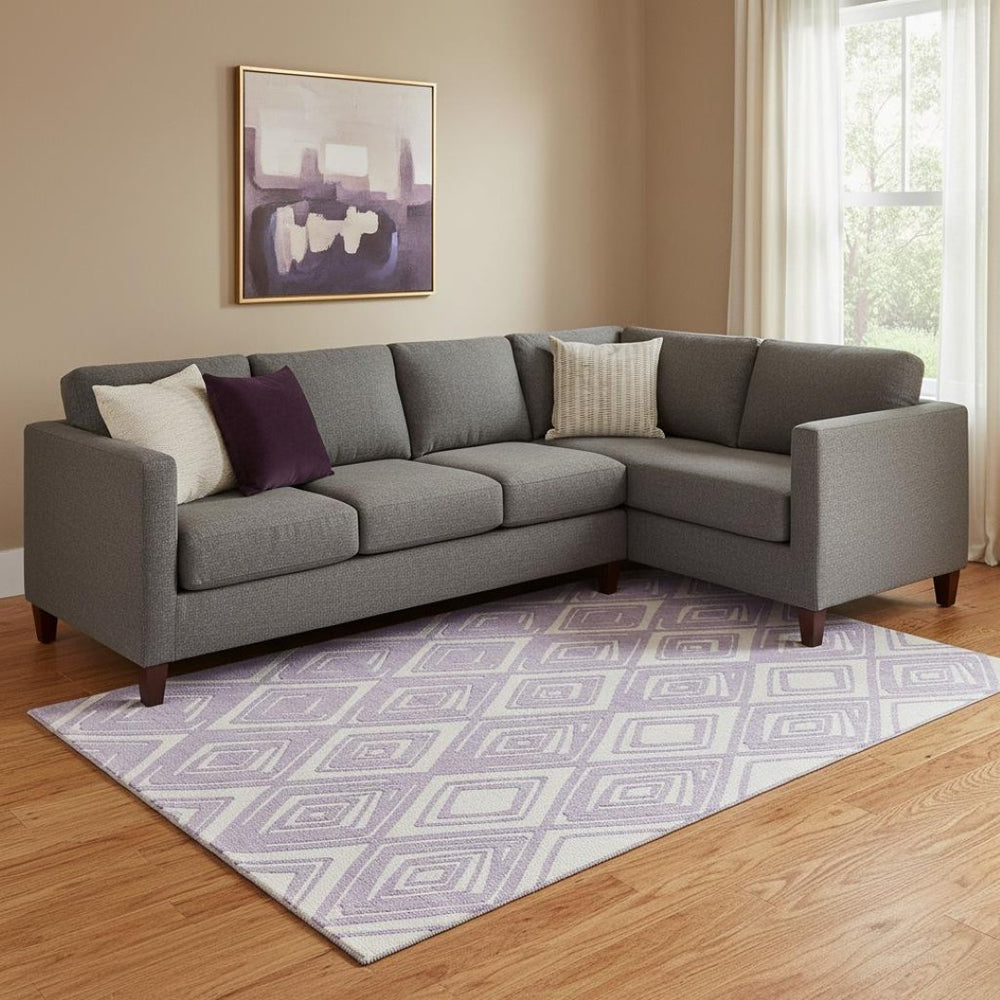 HomeRoots 8' X 10' Stylish Lavender and Ivory Geometric Area Rug – Durable, Washable, UV Protected for Homes 668413