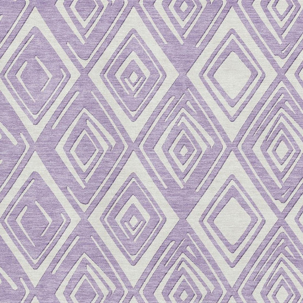 HomeRoots 8' X 10' Stylish Lavender and Ivory Geometric Area Rug – Durable, Washable, UV Protected for Homes 668413