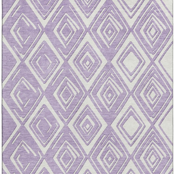 HomeRoots 8' X 10' Stylish Lavender and Ivory Geometric Area Rug – Durable, Washable, UV Protected for Homes 668413