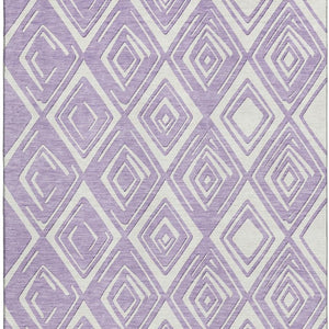 HomeRoots 9' X 12' Stylish Lavender and Ivory Geometric Area Rug - Durable, Washable, UV Protected, Easy Care! 668414