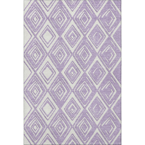 HomeRoots 9' X 12' Stylish Lavender and Ivory Geometric Area Rug - Durable, Washable, UV Protected, Easy Care! 668414