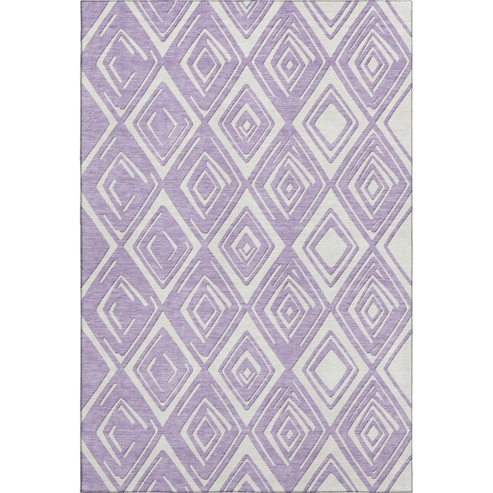 HomeRoots 10' X 14' Lavender & Ivory Geometric Washable Area Rug – Durable, Stylish, Pet-Friendly & UV Protected 668415