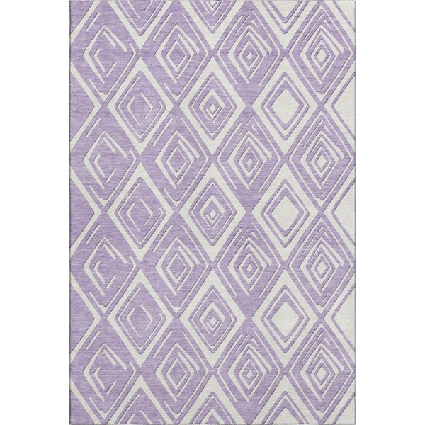 HomeRoots 10' X 14' Lavender & Ivory Geometric Washable Area Rug – Durable, Stylish, Pet-Friendly & UV Protected 668415