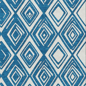 HomeRoots 5' X 8' Navy Blue and Ivory Geometric Area Rug - Soft, Durable, Stain-Resistant with UV Protection! 668417