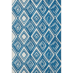 HomeRoots 8' X 10' Navy Blue Geometric Washable Area Rug with UV Protection - Stylish, Durable & Kid-Friendly! 668419