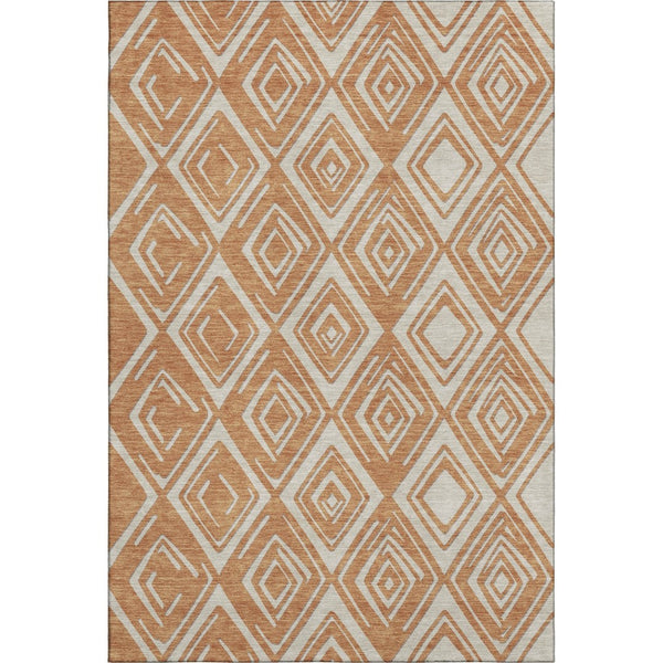 HomeRoots 5' X 8' Geometric Rust and Ivory Washable Area Rug with UV Protection - Stylish, Durable, and Easy Care! 668423