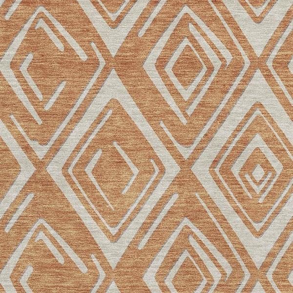 HomeRoots 5' X 8' Geometric Rust and Ivory Washable Area Rug with UV Protection - Stylish, Durable, and Easy Care! 668423