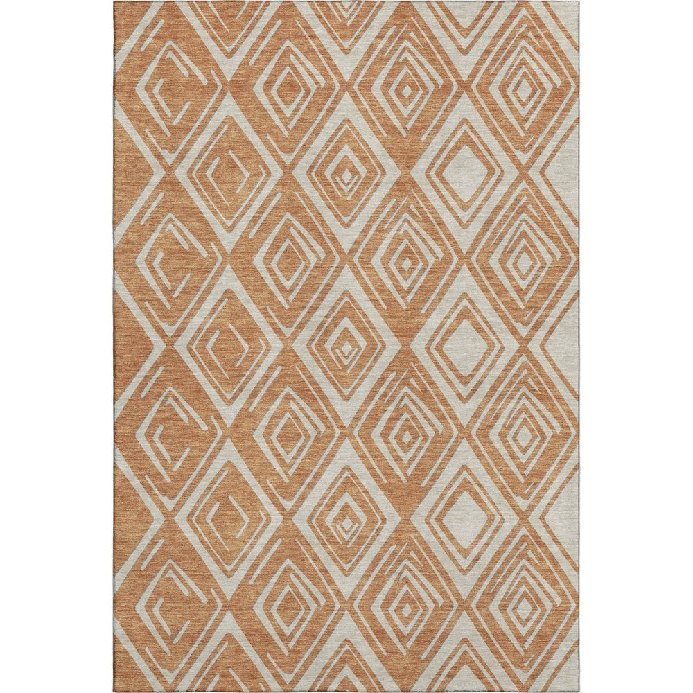 HomeRoots 8' X 10' Stylish Rust and Ivory Geometric Area Rug – Washable, UV-Protected, Perfect for Busy Homes! 668425