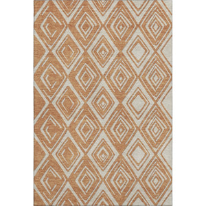 HomeRoots 9' X 12' Stylish Rust and Ivory Geometric Area Rug - Durable, Washable, UV Protected for Modern Homes 668426