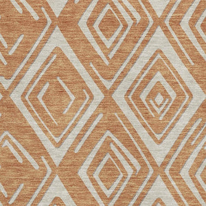 HomeRoots 9' X 12' Stylish Rust and Ivory Geometric Area Rug - Durable, Washable, UV Protected for Modern Homes 668426
