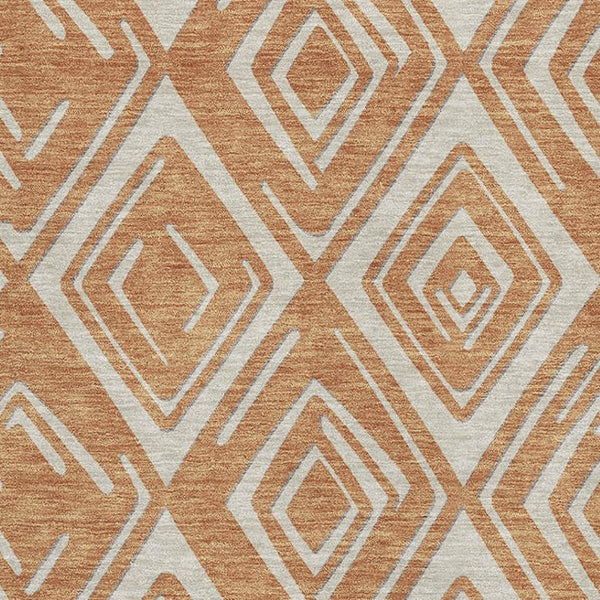 HomeRoots 9' X 12' Stylish Rust and Ivory Geometric Area Rug - Durable, Washable, UV Protected for Modern Homes 668426
