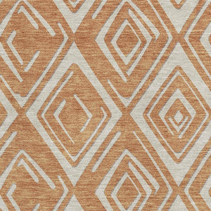 HomeRoots 10' X 14' Stylish Rust & Ivory Geometric Area Rug - Washable, UV Protected, Perfect for Families! 668427