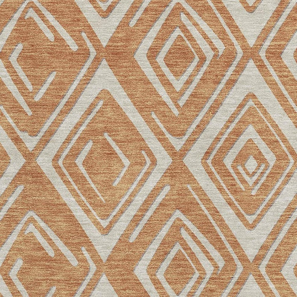 HomeRoots 10' X 14' Stylish Rust & Ivory Geometric Area Rug - Washable, UV Protected, Perfect for Families! 668427