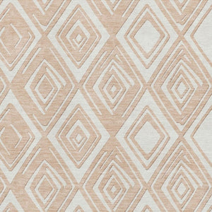 HomeRoots 5' X 8' Peach & Ivory Geometric Washable Area Rug | UV Protection & Durable Design for High Traffic Areas 668429