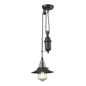 Insulator Glass 9'' Wide 1-Light Mini Pendant - Oil Rubbed Bronze 66843-1 Elk Lighting