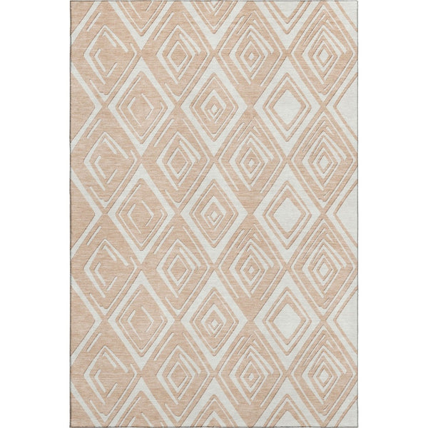 HomeRoots 8' X 10' Peach & Ivory Geometric Area Rug – Stylish, Washable, UV-Protected for Busy Homes & Pets 668431