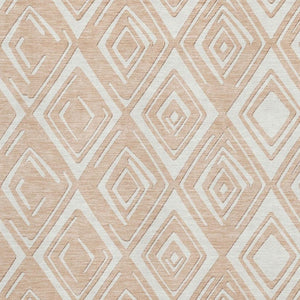 HomeRoots 8' X 10' Peach & Ivory Geometric Area Rug – Stylish, Washable, UV-Protected for Busy Homes & Pets 668431