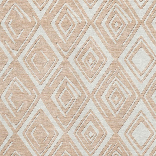 HomeRoots 8' X 10' Peach & Ivory Geometric Area Rug – Stylish, Washable, UV-Protected for Busy Homes & Pets 668431