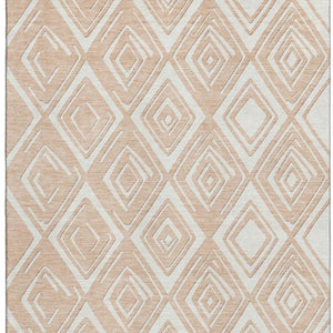 HomeRoots 8' X 10' Peach & Ivory Geometric Area Rug – Stylish, Washable, UV-Protected for Busy Homes & Pets 668431