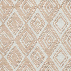 HomeRoots 9' X 12' Peach and Ivory Geometric Area Rug – Stylish, Washable, UV-Protected & Pet-Friendly Design 668432