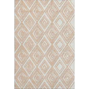 HomeRoots 10' x 14' Peach & Ivory Geometric Area Rug - Washable, UV-Protected, Stain-Resistant for Active Homes 668433