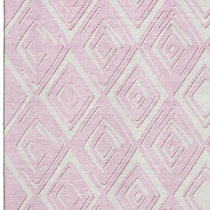 HomeRoots 5' X 8' Pink and Ivory Geometric Area Rug - Stain-Resistant, UV-Protected, Easy-Care for Homes 668435
