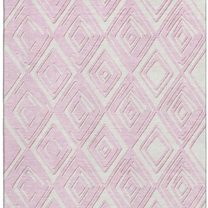 HomeRoots 5' X 8' Pink and Ivory Geometric Area Rug - Stain-Resistant, UV-Protected, Easy-Care for Homes 668435