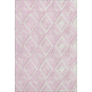 HomeRoots 8' X 10' Washable Pink & Ivory Geometric Area Rug - Durable, Stain Resistant & UV Protected Design 668437