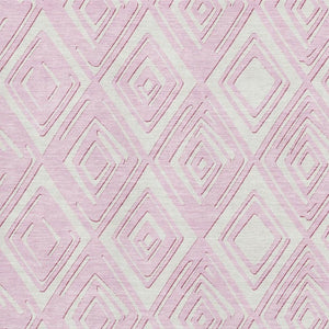 HomeRoots 8' X 10' Washable Pink & Ivory Geometric Area Rug - Durable, Stain Resistant & UV Protected Design 668437