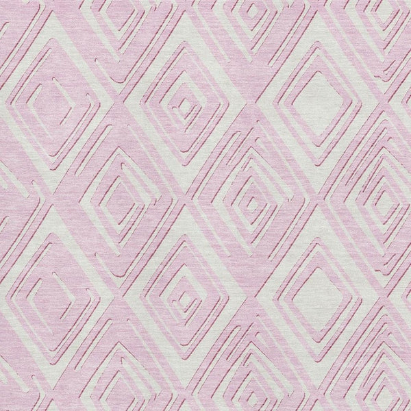 HomeRoots 8' X 10' Washable Pink & Ivory Geometric Area Rug - Durable, Stain Resistant & UV Protected Design 668437