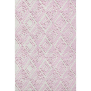HomeRoots 8' X 10' Washable Pink & Ivory Geometric Area Rug - Durable, Stain Resistant & UV Protected Design 668437