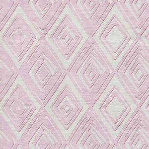 HomeRoots 9' X 12' Stylish Pink And Ivory Geometric Area Rug – Washable, UV Protected, Perfect for Busy Homes! 668438