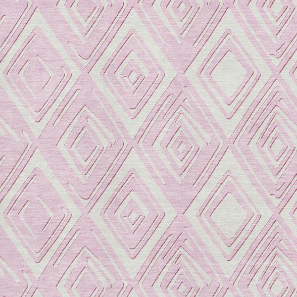 HomeRoots 9' X 12' Stylish Pink And Ivory Geometric Area Rug – Washable, UV Protected, Perfect for Busy Homes! 668438
