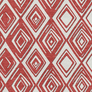 HomeRoots 9' X 12' Geometric Red and Ivory Area Rug - Washable, UV Protected, Durable for Homes with Kids & Pets 668444