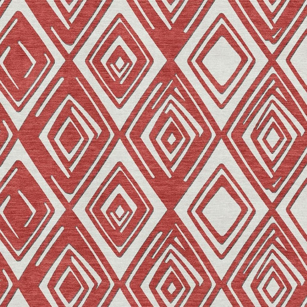 HomeRoots 9' X 12' Geometric Red and Ivory Area Rug - Washable, UV Protected, Durable for Homes with Kids & Pets 668444