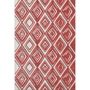 HomeRoots 10' X 14' Red And Ivory Geometric Area Rug - Washable, UV Protected, Durable for High-Traffic Spaces 668445