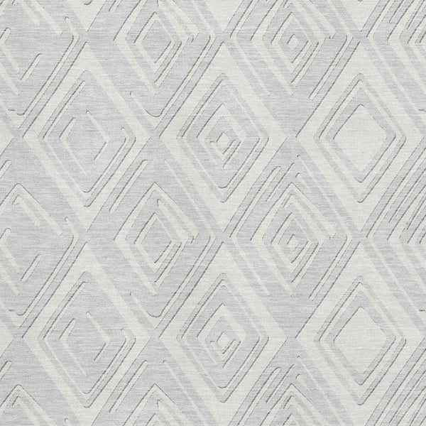 HomeRoots 8' X 10' Stylish Silver & Ivory Geometric Area Rug - Washable, UV Protected, Perfect for High Traffic Areas! 668449