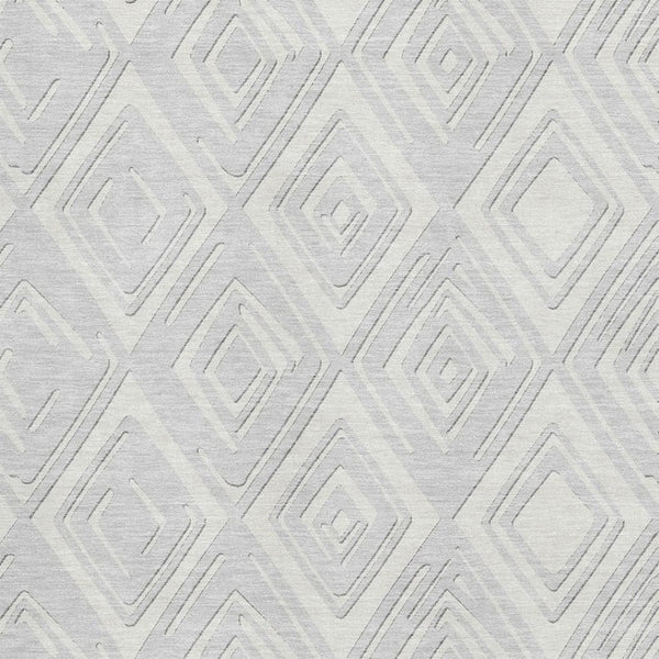 HomeRoots 9' X 12' Silver & Ivory Geometric Washable Area Rug – Stylish, Durable, UV-Protected for High-Traffic Spaces 668450