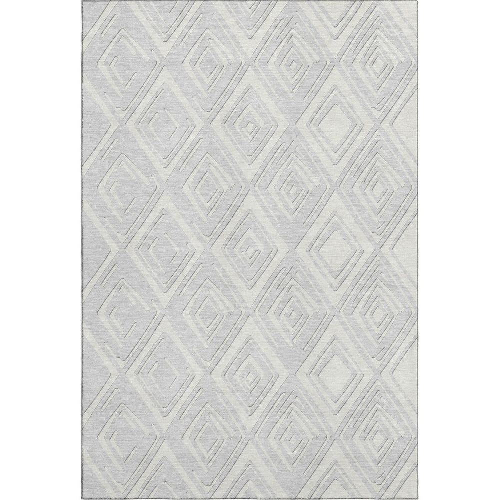 HomeRoots 10' Silver and Ivory Geometric Washable Area Rug with UV Protection – Durable, Stylish, Easy-Care Design 668451