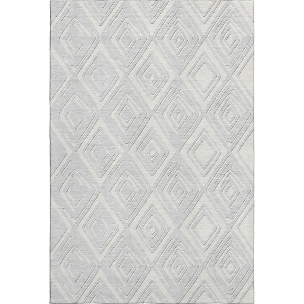 HomeRoots 10' Silver and Ivory Geometric Washable Area Rug with UV Protection – Durable, Stylish, Easy-Care Design 668451