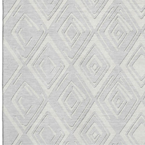 HomeRoots 10' Silver and Ivory Geometric Washable Area Rug with UV Protection – Durable, Stylish, Easy-Care Design 668451