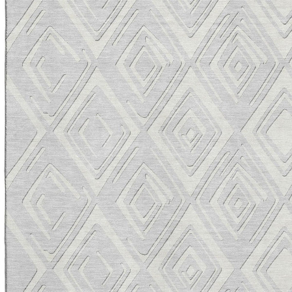 HomeRoots 10' Silver and Ivory Geometric Washable Area Rug with UV Protection – Durable, Stylish, Easy-Care Design 668451