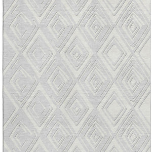 HomeRoots 10' Silver and Ivory Geometric Washable Area Rug with UV Protection – Durable, Stylish, Easy-Care Design 668451