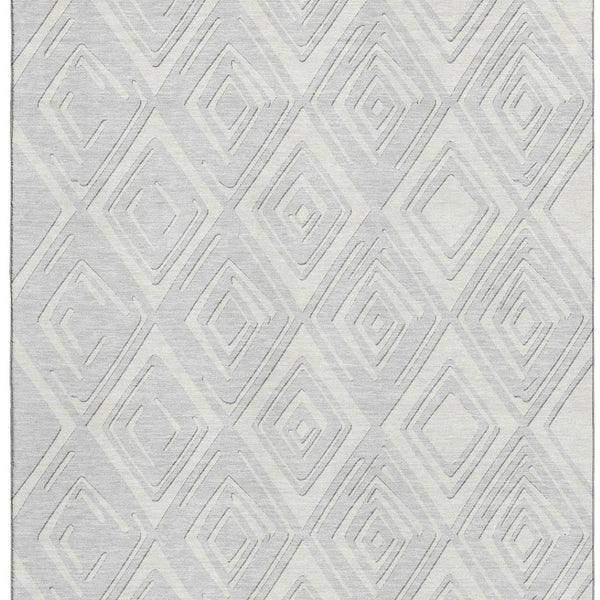 HomeRoots 10' Silver and Ivory Geometric Washable Area Rug with UV Protection – Durable, Stylish, Easy-Care Design 668451