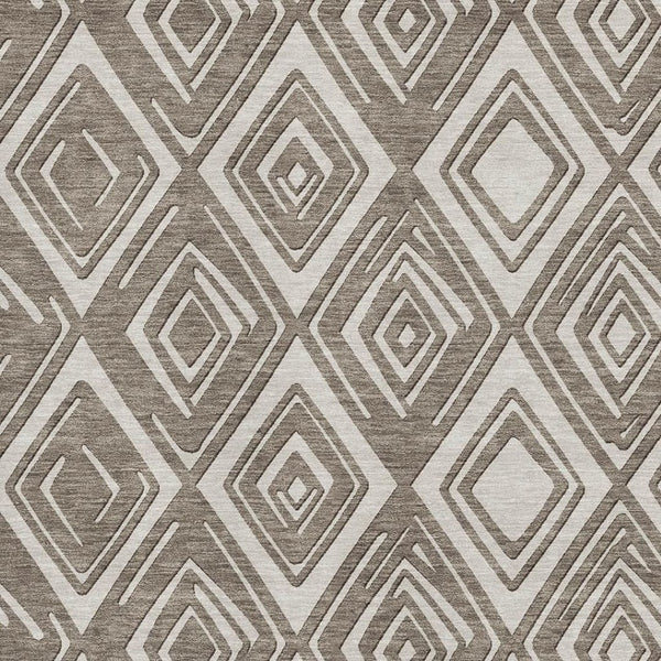 HomeRoots 9' X 12' Taupe & Beige Geometric Washable Area Rug - Stylish, Durable, & UV Protected for Homes! 668456