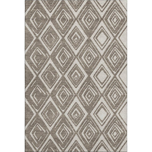 HomeRoots 10' X 14' Taupe & Beige Geometric Washable Area Rug – Stain Resistant, UV Protected, Durable Design 668457