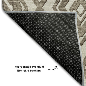 HomeRoots 10' X 14' Taupe & Beige Geometric Washable Area Rug – Stain Resistant, UV Protected, Durable Design 668457